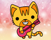 Dibujo Gato guitarrista pintado por pinkyrose