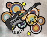 Dibujo Guitarra y estrellas pintado por wendy145
