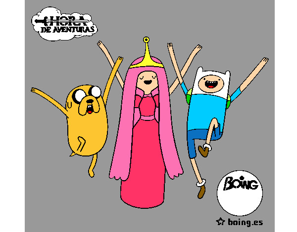 Dibujo Jake, Princesa Chicle y Finn pintado por Lou-NJH