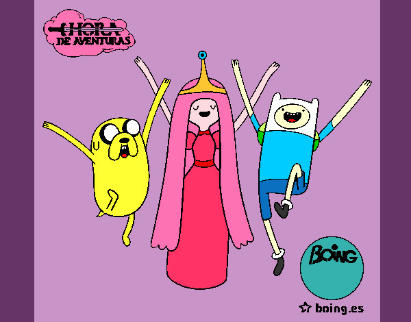 Dibujo Jake, Princesa Chicle y Finn pintado por Saryta15