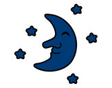 Dibujo Luna con estrellas pintado por nickmichel