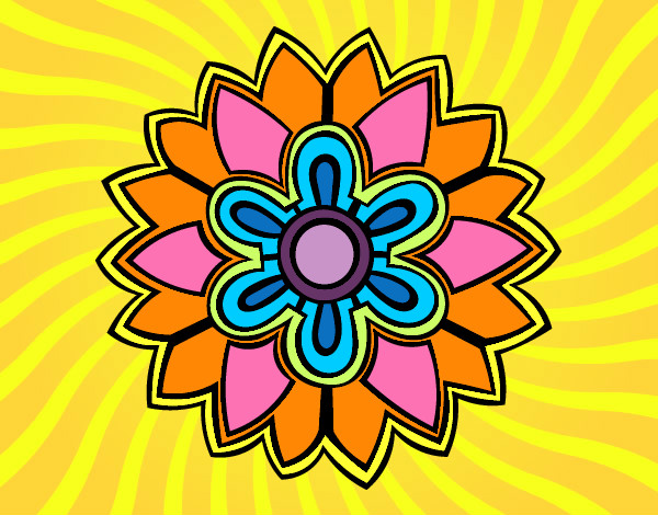 Dibujo Mándala con forma de flor weiss pintado por ikernacor