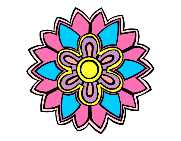 Dibujo Mándala con forma de flor weiss pintado por tete24
