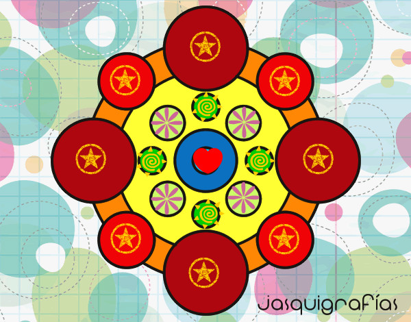 Dibujo Mandala con redondas pintado por Caterine