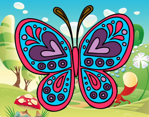 Dibujo Mandala mariposa pintado por aleclawden