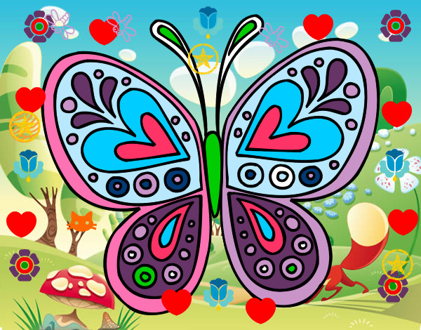 Dibujo Mandala mariposa pintado por zoeta
