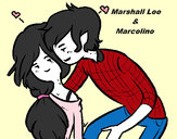 Dibujo Marshall Lee y Marceline pintado por Lou-NJH