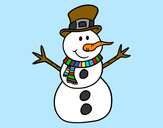 Dibujo Muñeco de nieve con sombrero pintado por -Princesa-