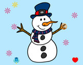 Dibujo Muñeco de nieve con sombrero pintado por edcm