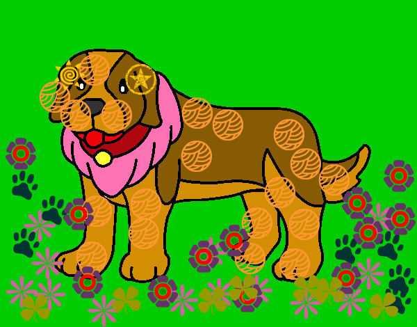 Dibujo Perro pigmento pintado por anarubiolo