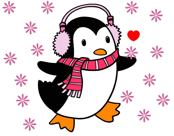Dibujo Pingüino con bufanda pintado por alissvettz