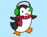 Dibujo Pingüino con bufanda pintado por be-castell