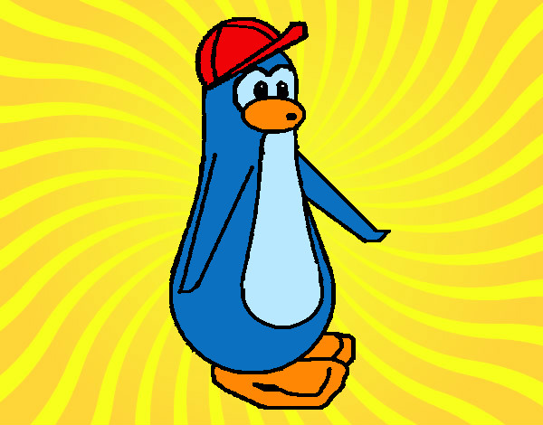 Dibujo Pingüino con gorra pintado por Helga