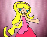Dibujo Princesa con el pelo largo pintado por Helga