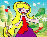Dibujo Princesa con el pelo largo pintado por mansana