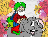 Dibujo Rey Baltasar en elefante pintado por Jablublu