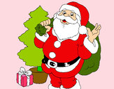 Dibujo Santa Claus y un árbol de navidad pintado por facaru