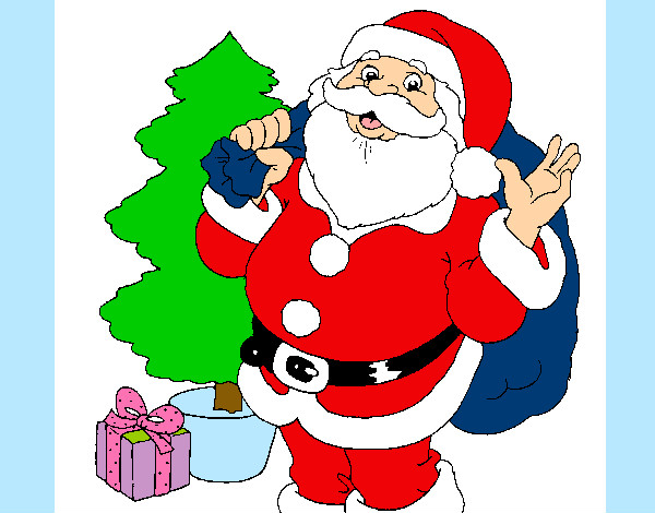 Dibujo Santa Claus y un árbol de navidad pintado por GISELLE089