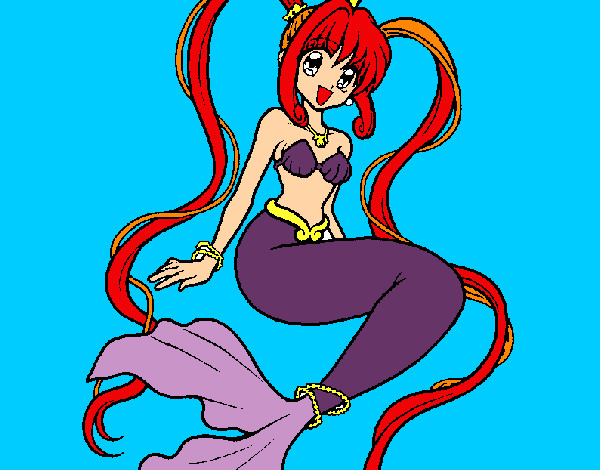 Dibujo Sirena con perlas pintado por dorislove