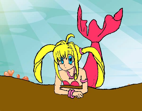 Dibujo Sirena tumbada pintado por Helga