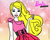 Dibujo Barbie con su vestido con lazo pintado por florershay