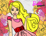 Dibujo Barbie con su vestido con lazo pintado por Frankie7