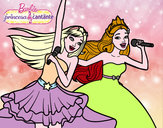 Dibujo Barbie y la princesa cantando pintado por Lei311007