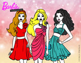 Dibujo Barbie y sus amigas vestidas de fiesta pintado por florershay
