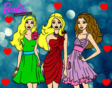 Dibujo Barbie y sus amigas vestidas de fiesta pintado por uxi013