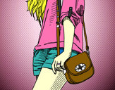 Dibujo Chica con bolso pintado por Deis