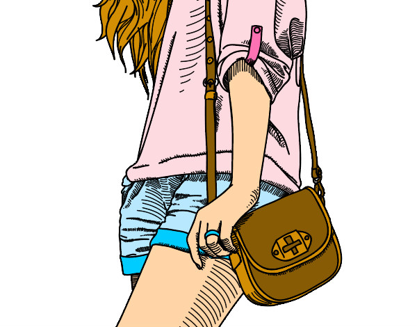 Dibujo Chica con bolso pintado por Ines2307