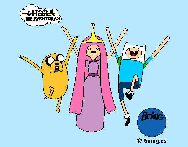 Dibujo Jake, Princesa Chicle y Finn pintado por euroto