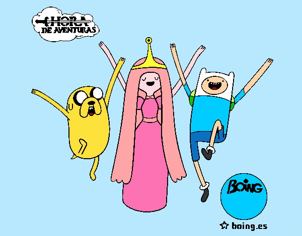Dibujo Jake, Princesa Chicle y Finn pintado por Partygirl