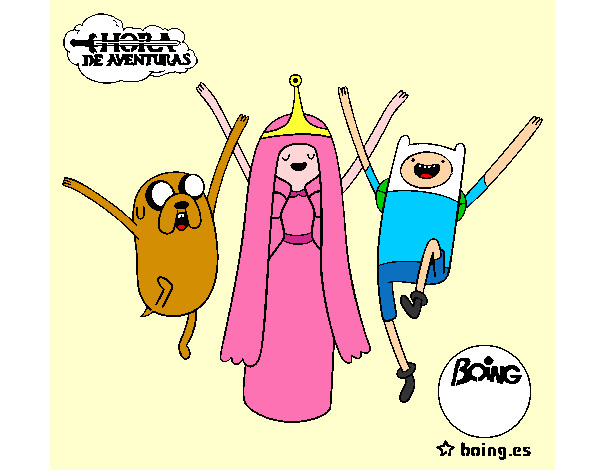 Dibujo Jake, Princesa Chicle y Finn pintado por sofia34