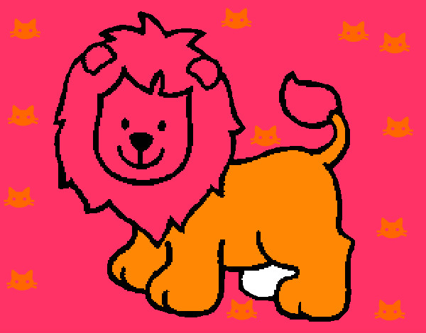 Dibujo León feliz pintado por perla2-5