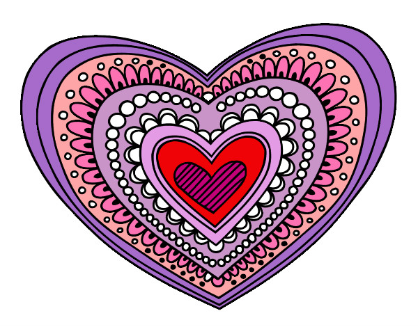 Dibujo Mandala corazón pintado por malu147