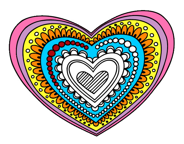 Dibujo Mandala corazón pintado por Yalits