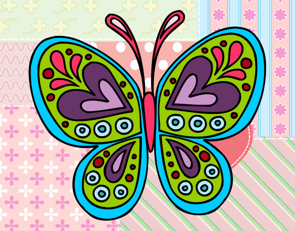 Dibujo Mandala mariposa pintado por ebria 