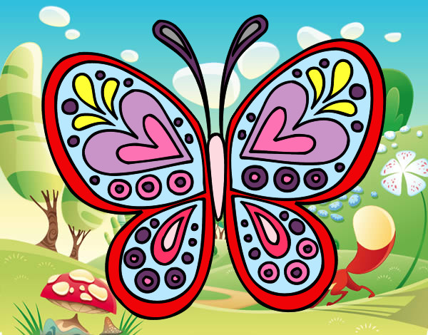 Dibujo Mandala mariposa pintado por lupis26