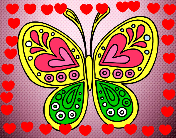 Dibujo Mandala mariposa pintado por Yalits