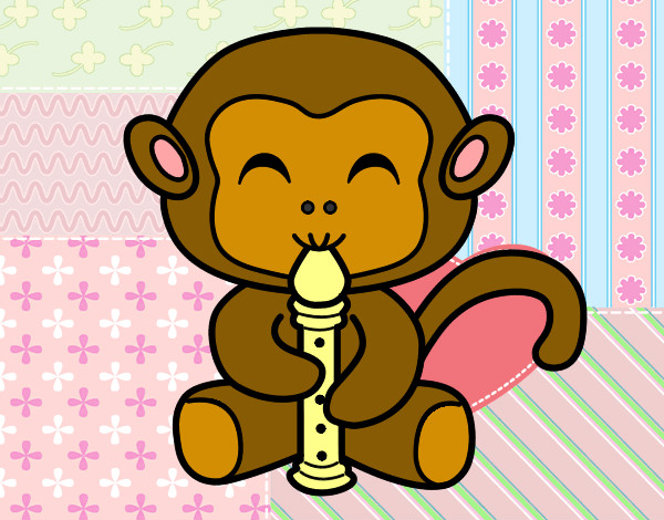 Mono tocando flauta