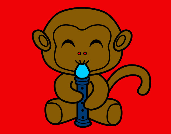 el mico que está tocando flauta alrededor