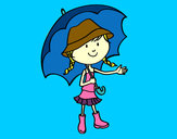 Dibujo Niña con paraguas pintado por Deis