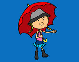 Dibujo Niña con paraguas pintado por Rosana04