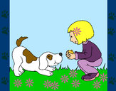 Dibujo Niña y perro jugando pintado por nena_baby1