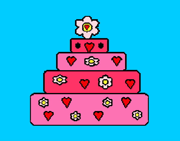pastel de corazones y flores