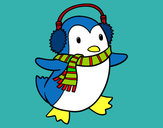 Dibujo Pingüino con bufanda pintado por pingo