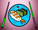 Dibujo Plato de Sushi pintado por clarufilia