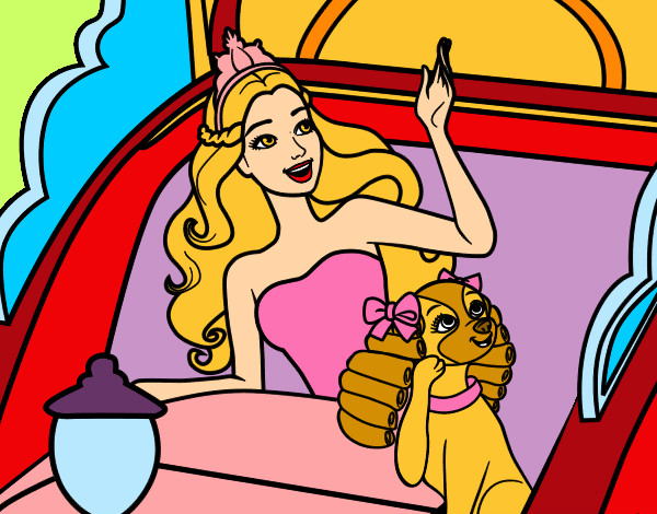 Dibujo Princesa cantante y su perrita pintado por Danneliese