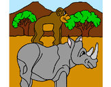 Dibujo Rinoceronte y mono pintado por Danneliese